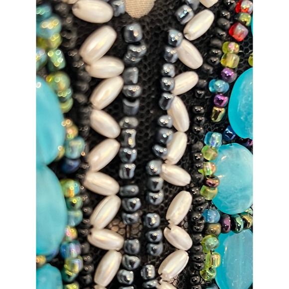 Melissa Paige Floral Cold Shoulder Beaded V-Neck Blouse Top M - Picture 4 of 10